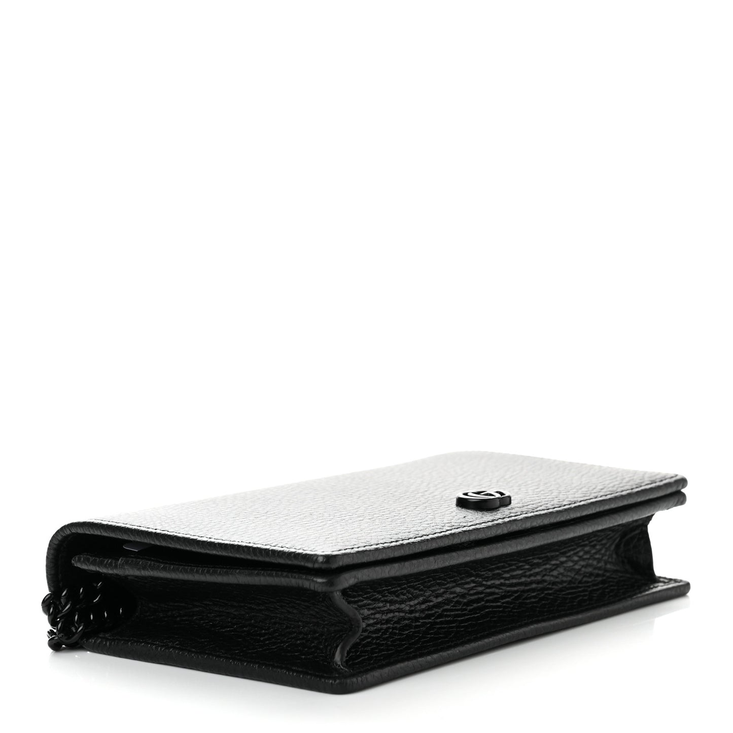 Dollar Calfskin Enamel Monochrome Mini GG Marmont Chain Wallet Black