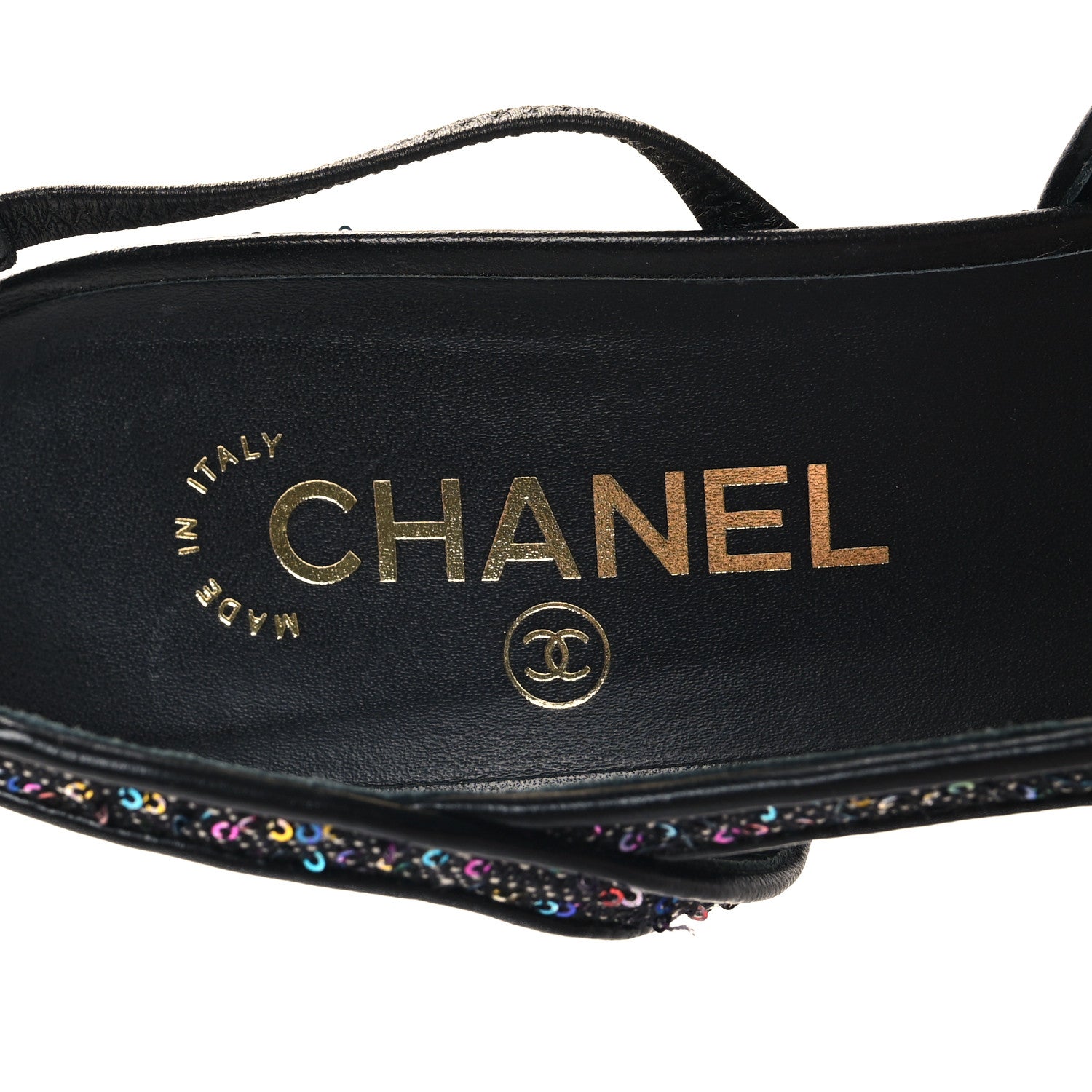 Chanel Glitter Grosgrain Cap Toe CC Slingback Pumps 41.5 Black Multicolor 8 of 10