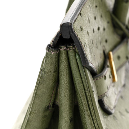 Hermes Ostrich Birkin 35 Vert Olive 15 of 23