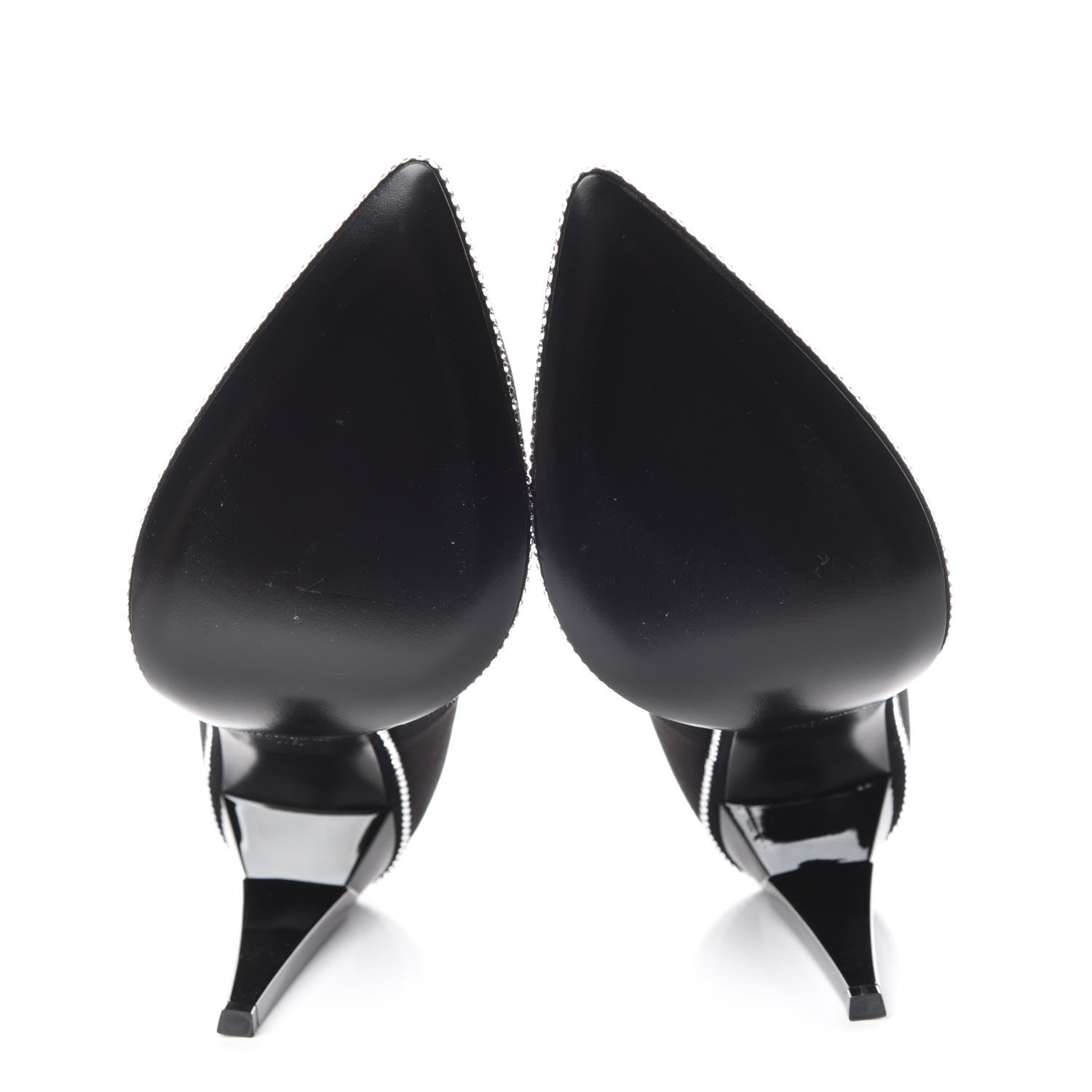 Saint Laurent Satin Crystal Embellished Freja 105 Pumps 38.5 Black 5 of 10