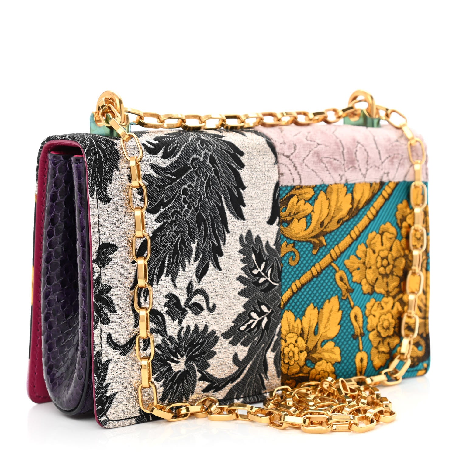 Dolce & Gabbana Patchwork Snakeskin Brocade DG Girls Shoulder Bag Multicolor 3 of 9