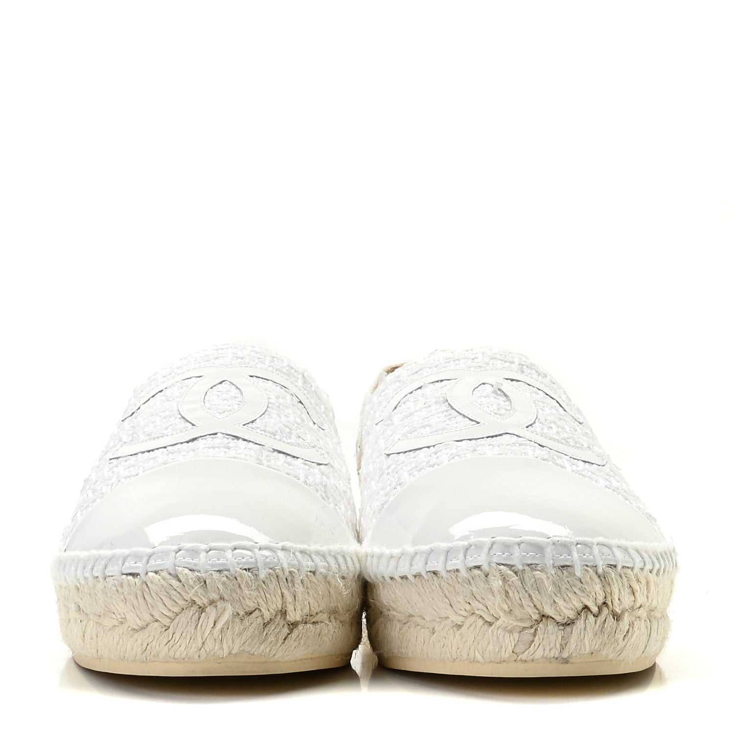 Chanel Tweed Calfskin CC Espadrilles 39 White 38 White 3 of 14