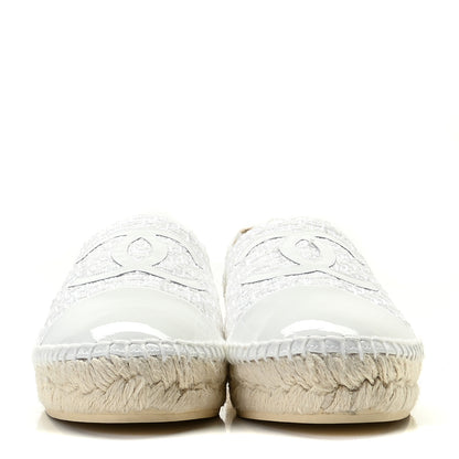Chanel Tweed Calfskin CC Espadrilles 39 White 38 White 3 of 14