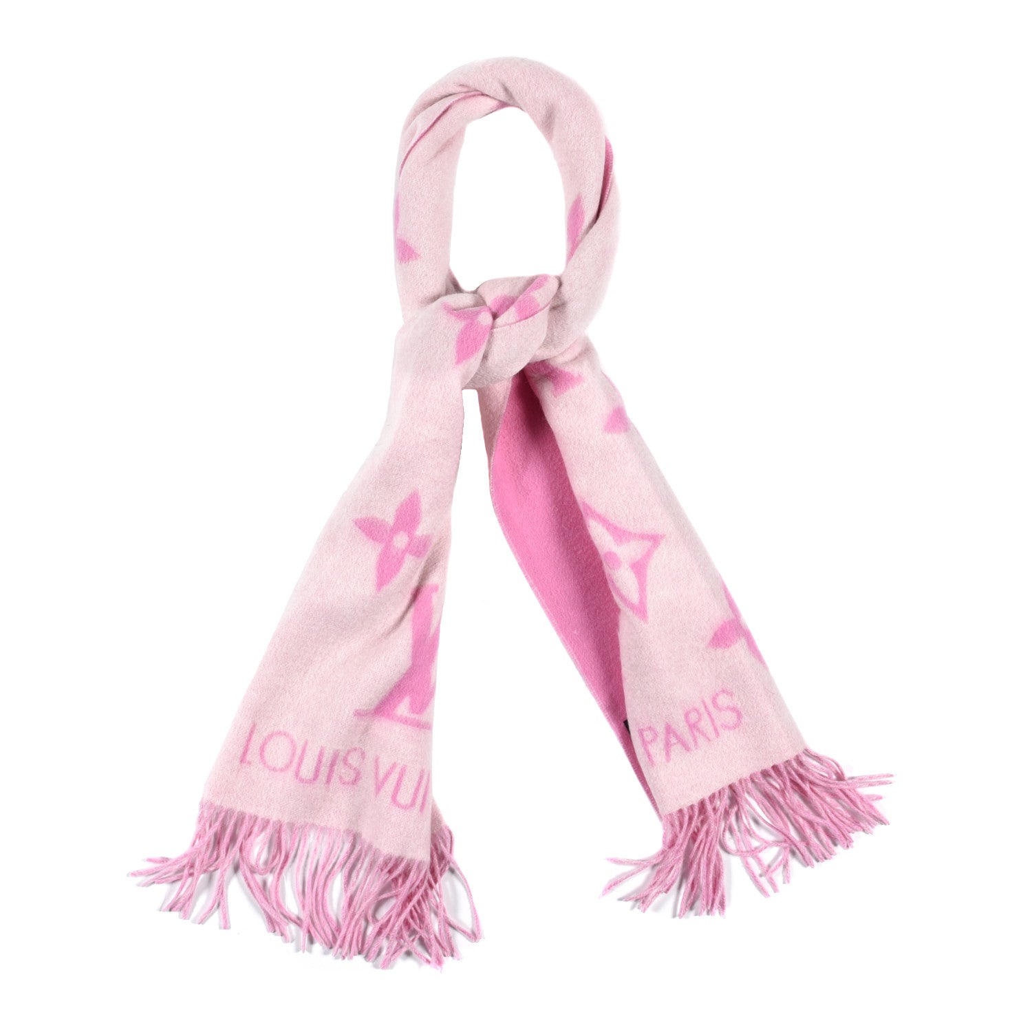Louis Vuitton Cashmere Monogram Reykjavik Scarf White Pink 1 of 4
