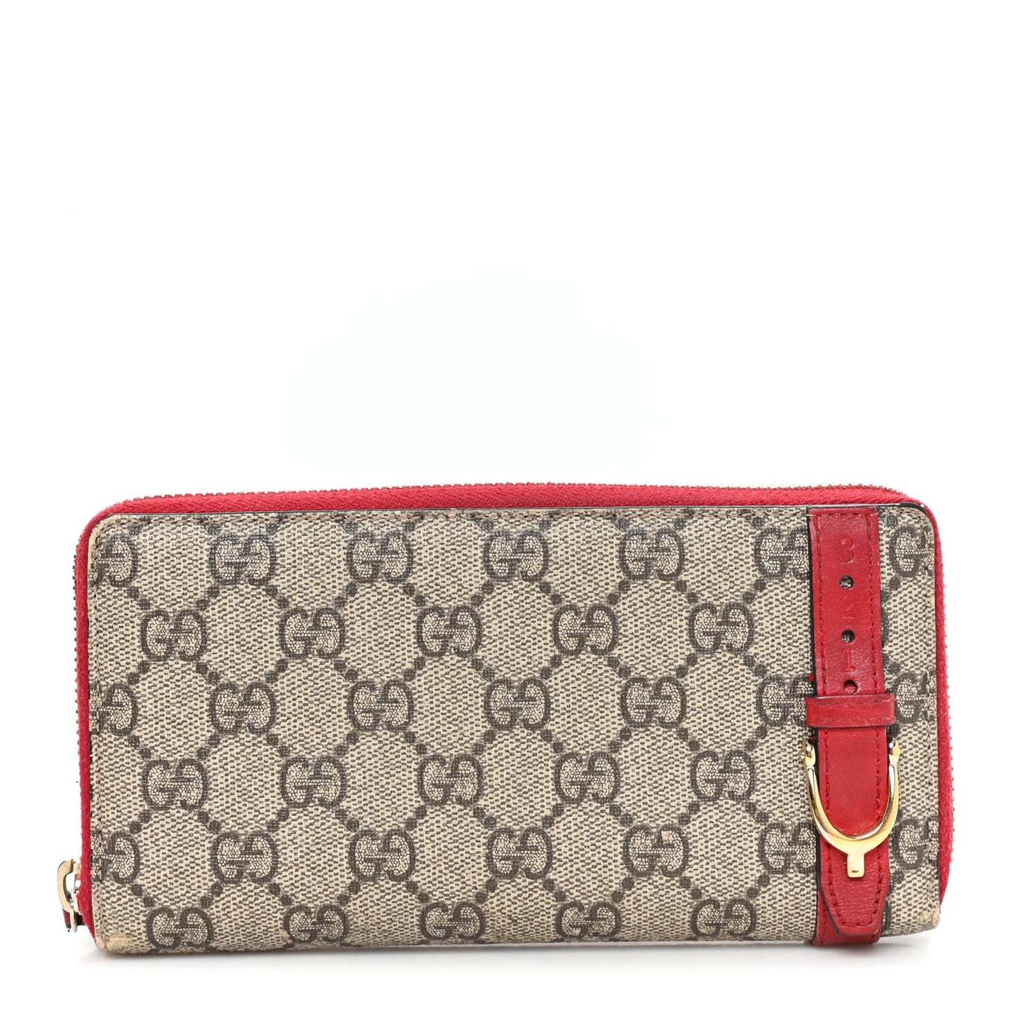 GG Supreme Monogram Nice Zip Around Wallet Tabasco Red