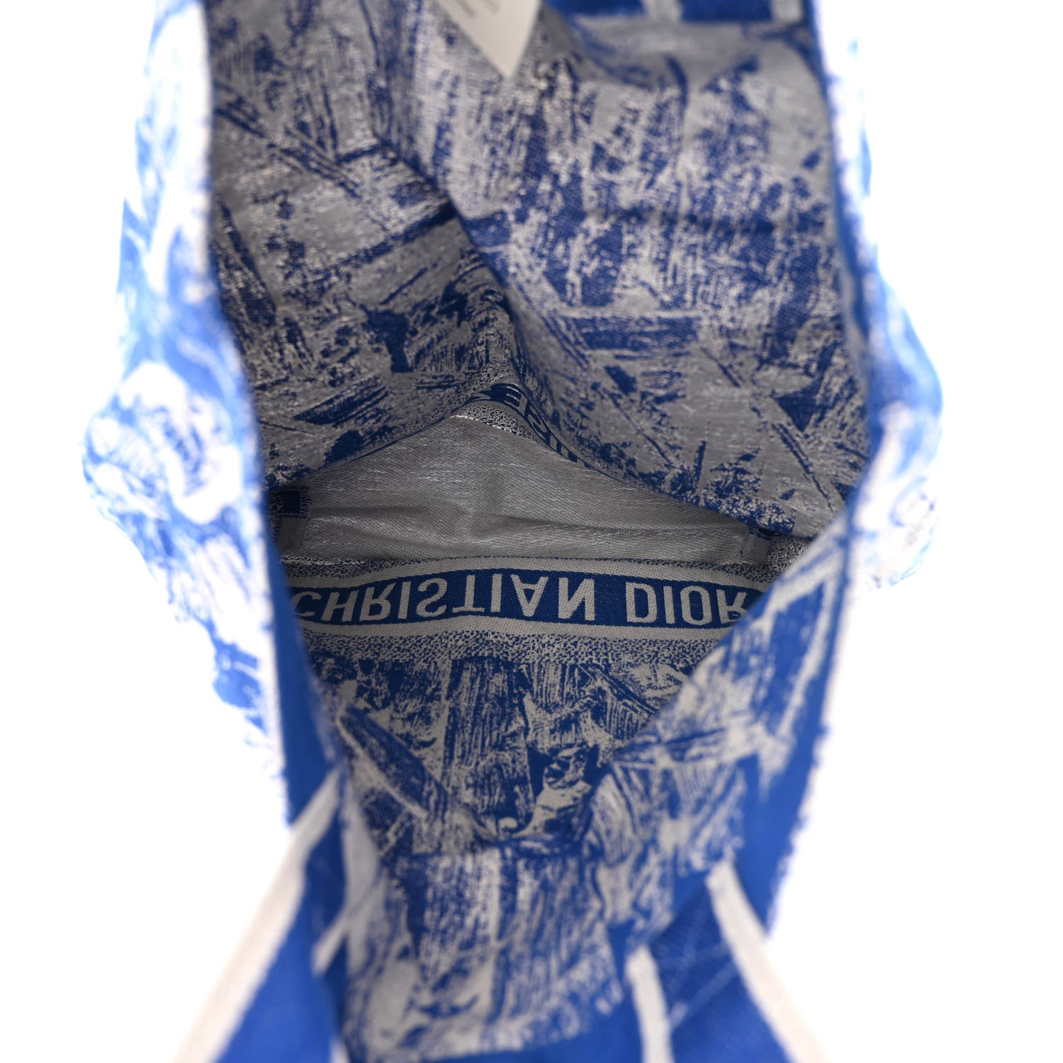 Christian Dior Canvas Print Cruise Tote Ivory Blue 4 of 11