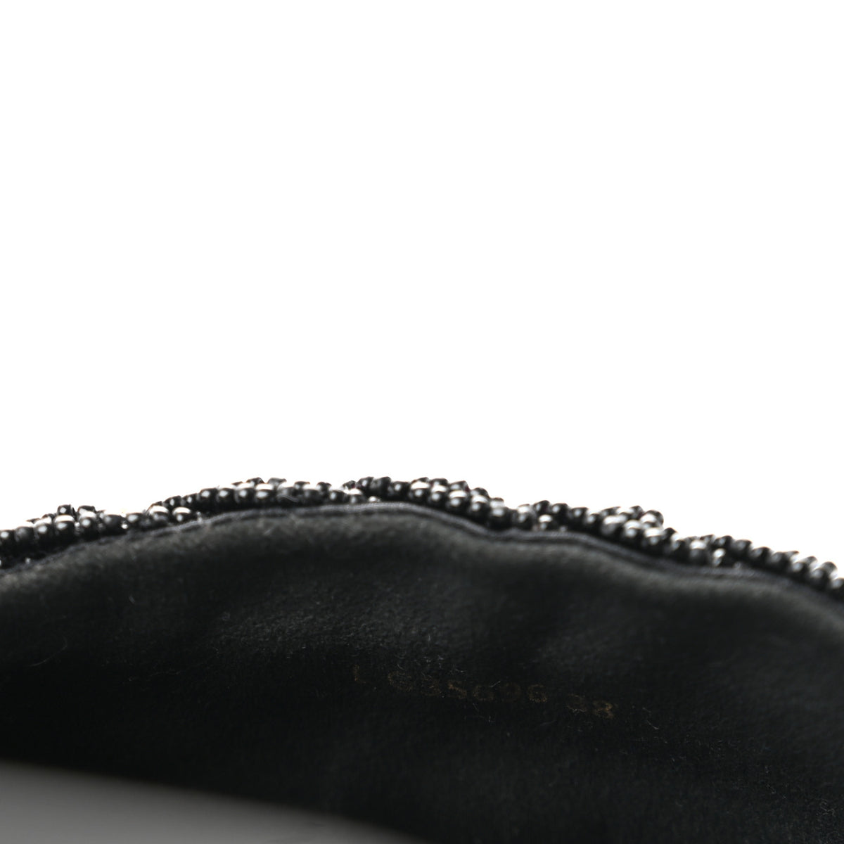 Lambskin Pearl Beaded Woven Slides 38 Black