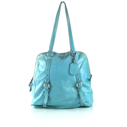 Prada Leather Large New Look Tote Turquoise 1 of 18
