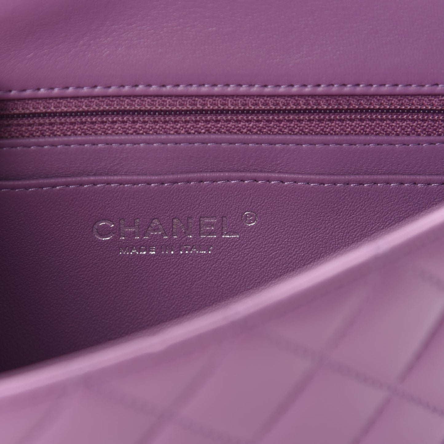 Lambskin Quilted Mini Rectangular Flap Purple