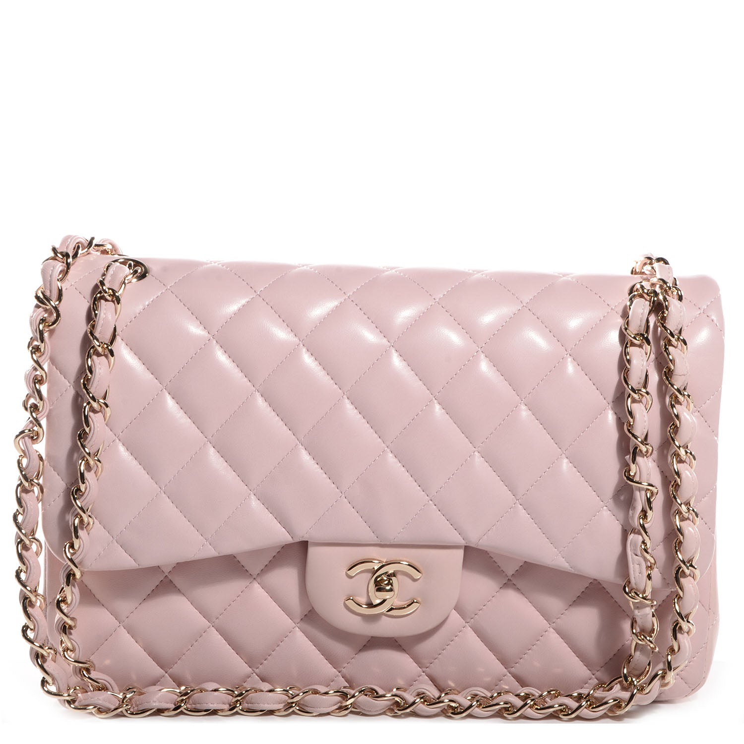 Chanel Lambskin Quilted Jumbo Double Flap Light Pink 1 of 9