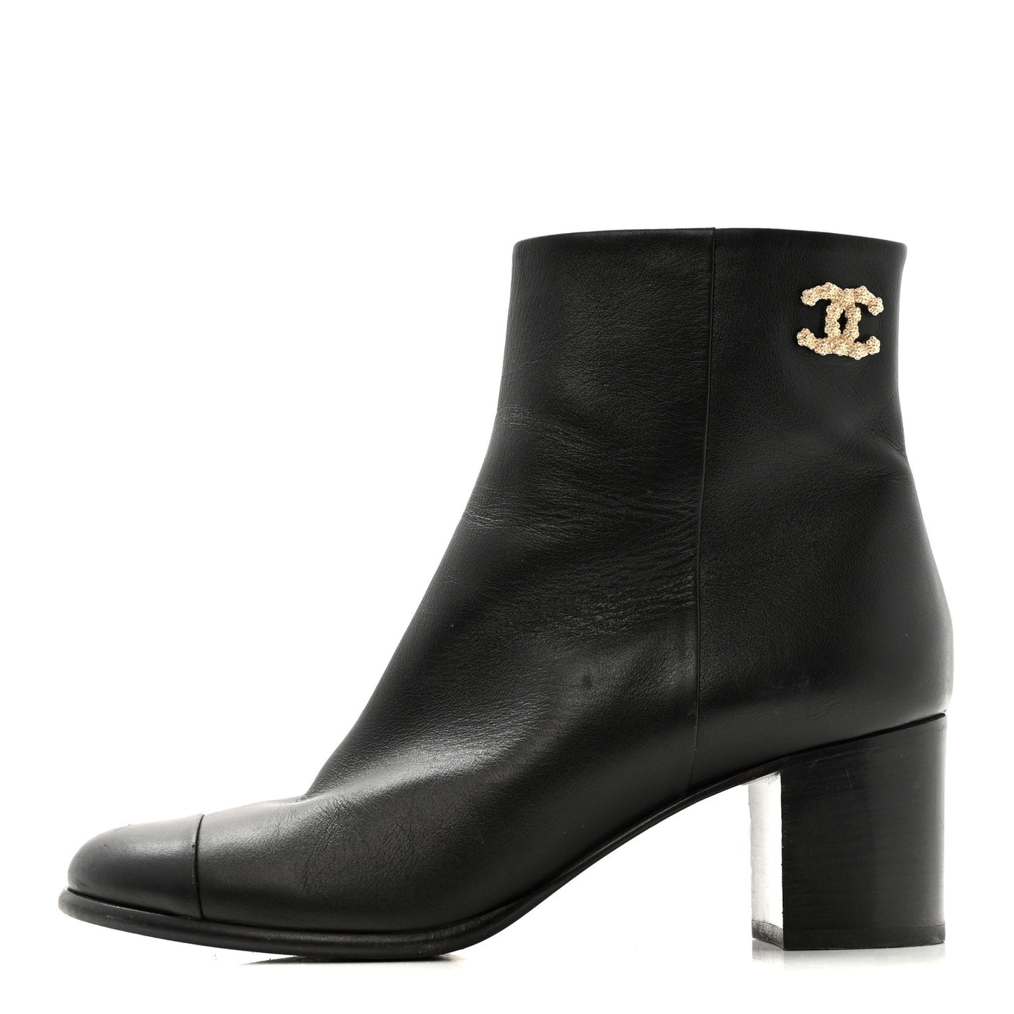 Calfskin CC Ankle Boots 38.5 Black