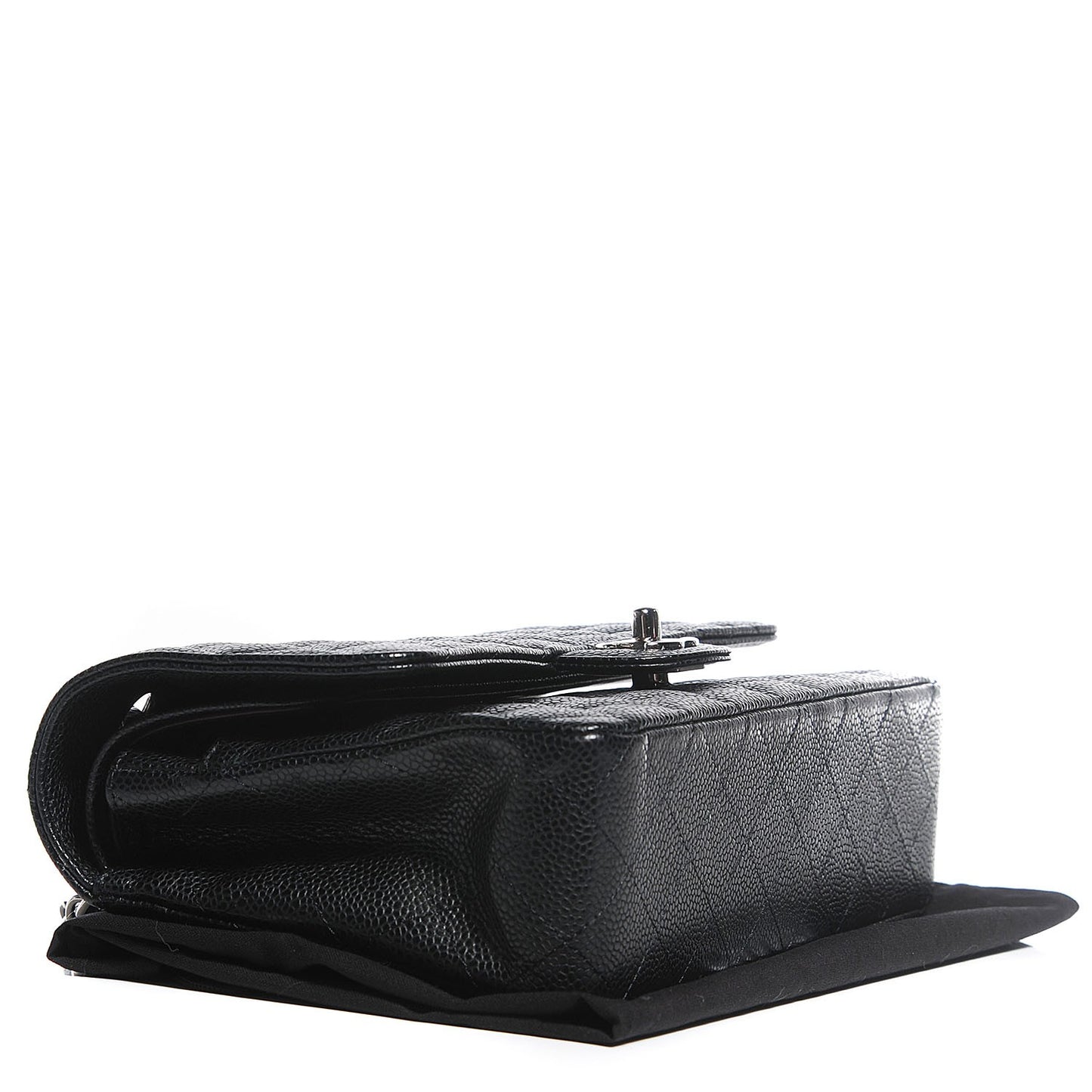 Caviar Quilted Medium Double Flap Black