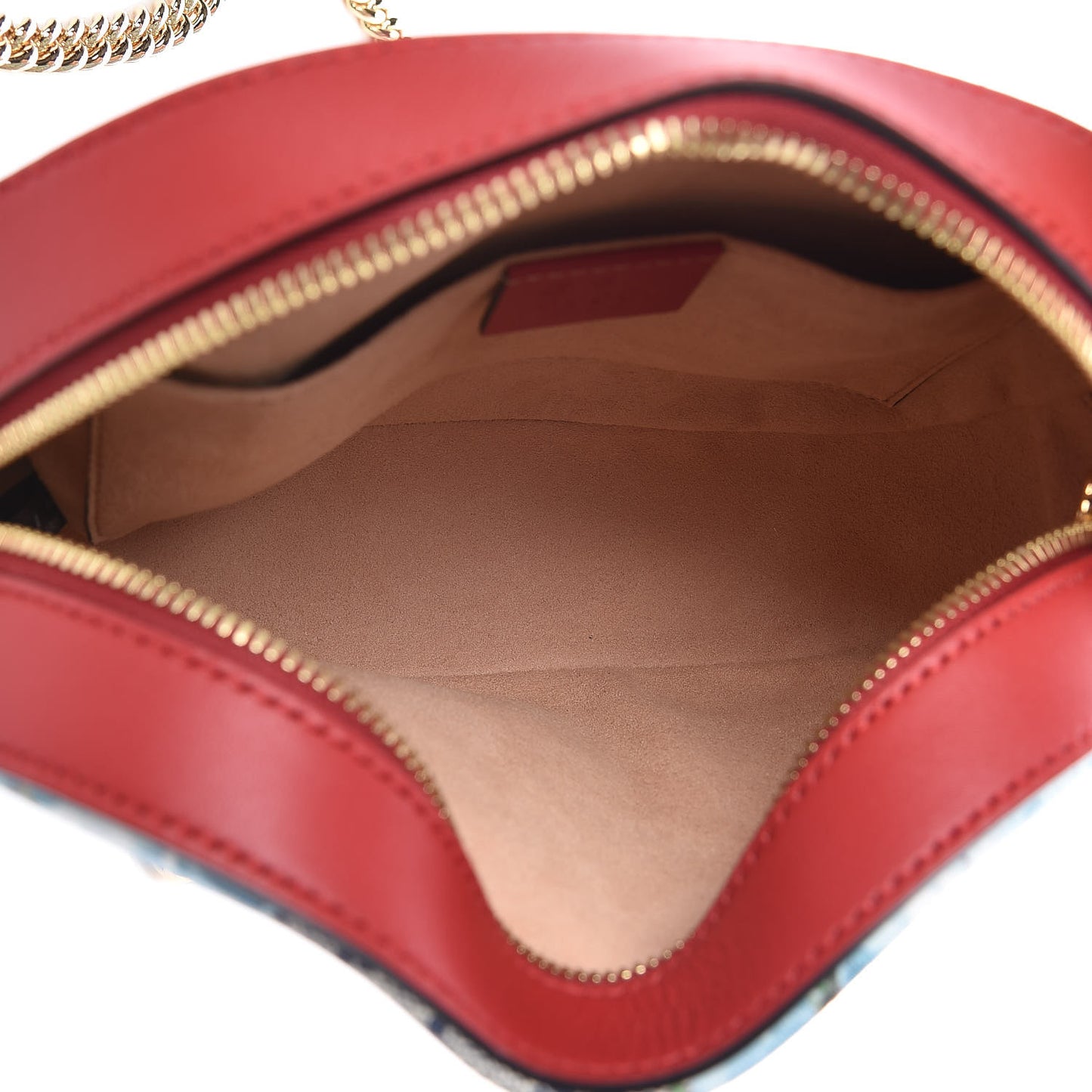 GG Supreme Monogram Blooms Mini Chain Shoulder Bag Beige Blue Navy Hibiscus Red