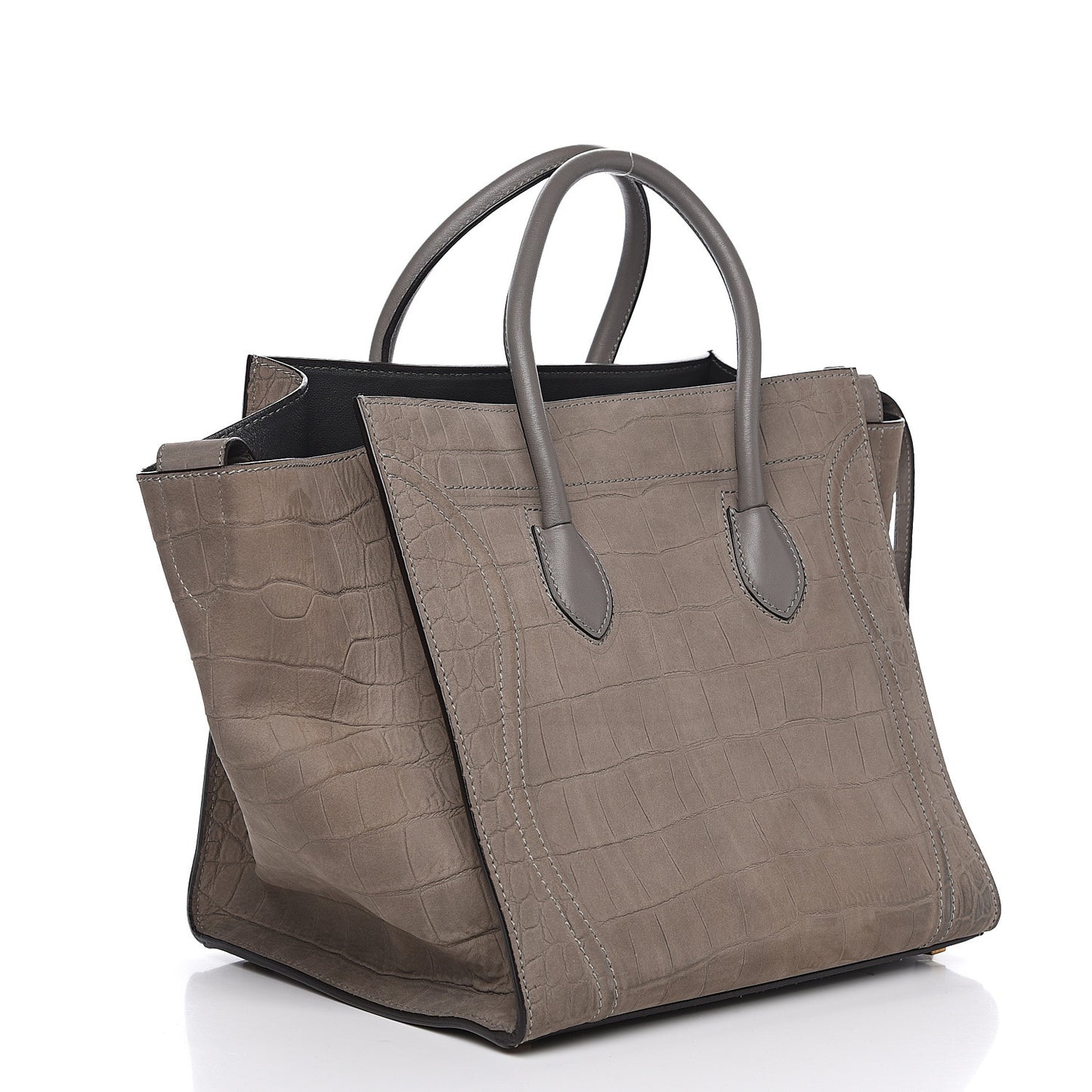 Crocodile Embossed Nubuck Medium Phantom Luggage Grey