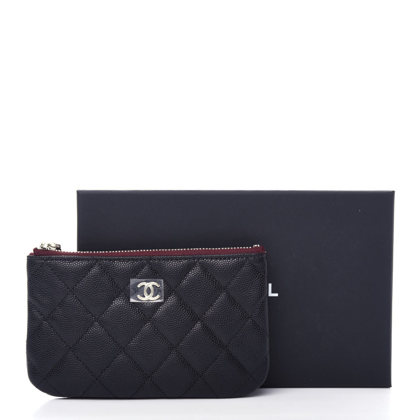 Caviar Quilted Small Cosmetic Case Black