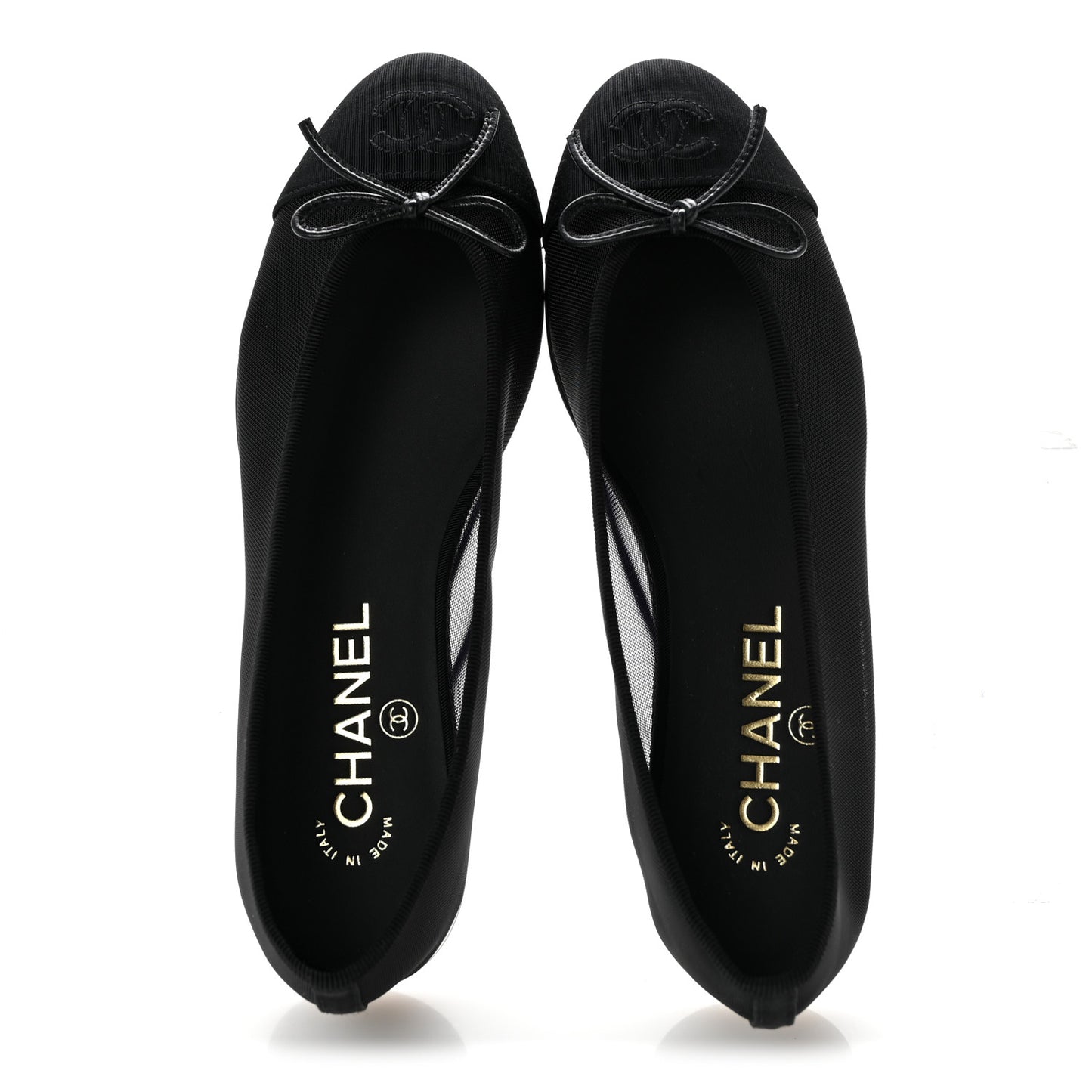 Mesh Grosgrain CC Cap Toe Ballerina Flats 37 Black