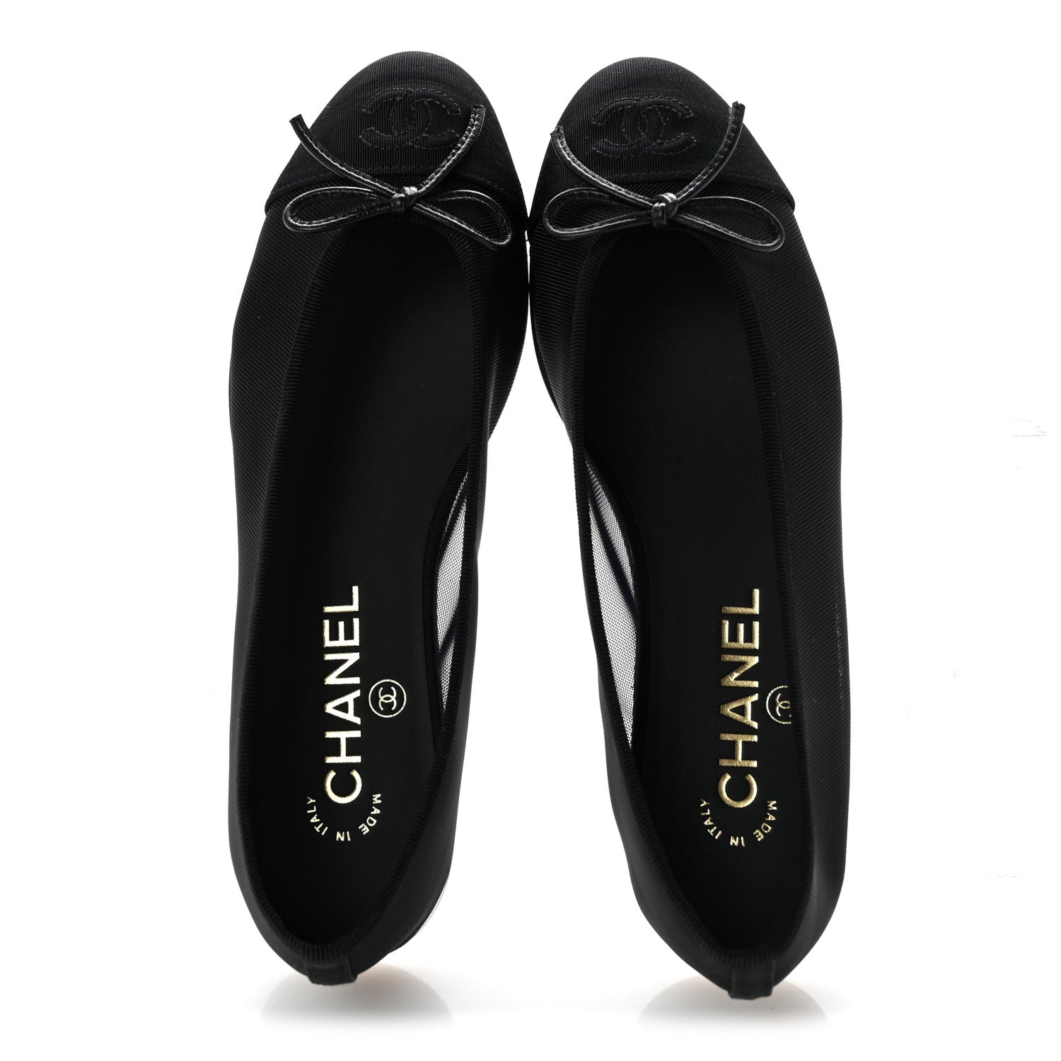 Chanel Mesh Grosgrain CC Cap Toe Ballerina Flats 37 Black 2 of 10