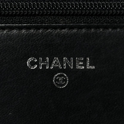 Chanel Calfskin Chevron Wallet On Chain WOC So Black 6 of 11