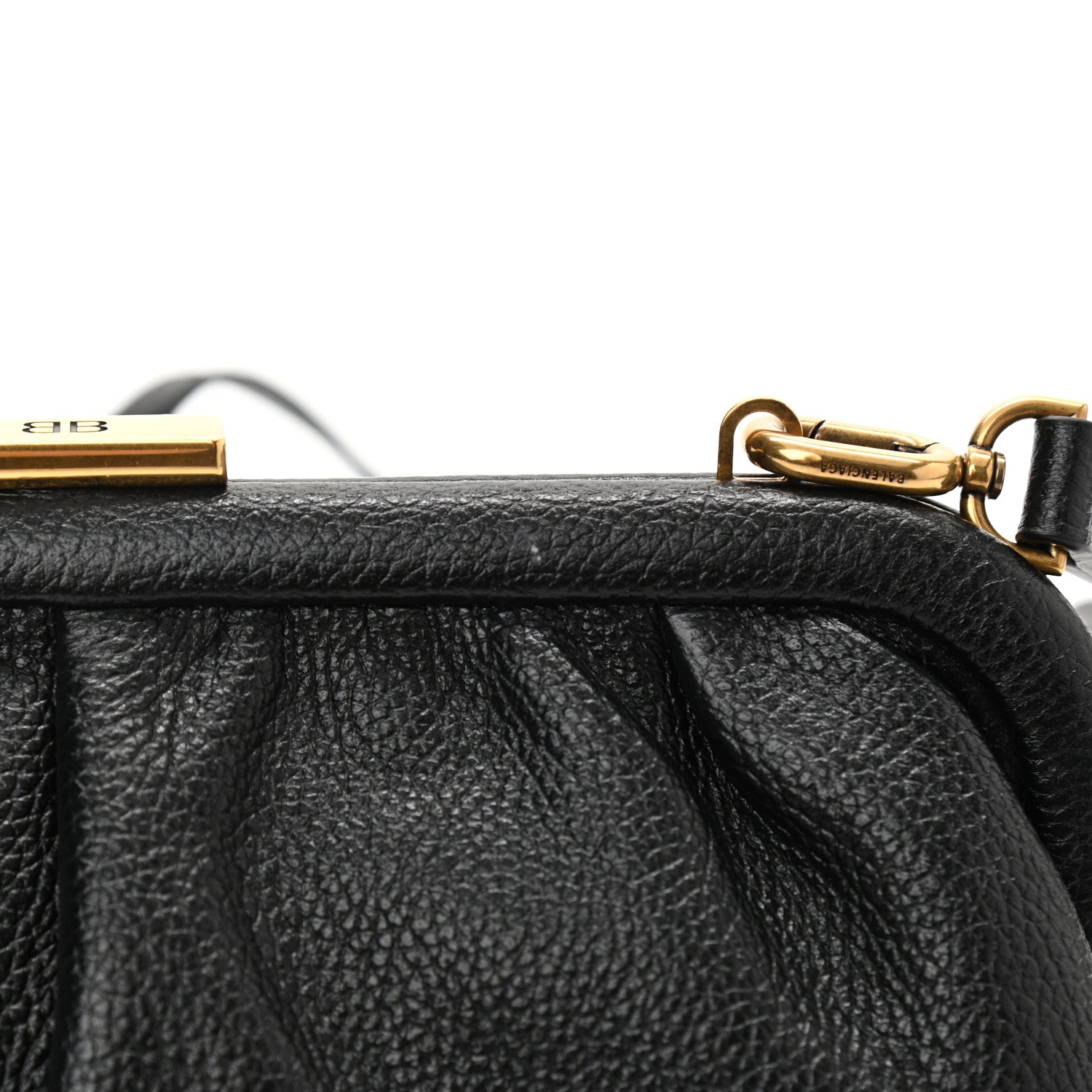 Balenciaga Grained Calfskin Logo Cloud Clutch XS Black 8 of 8