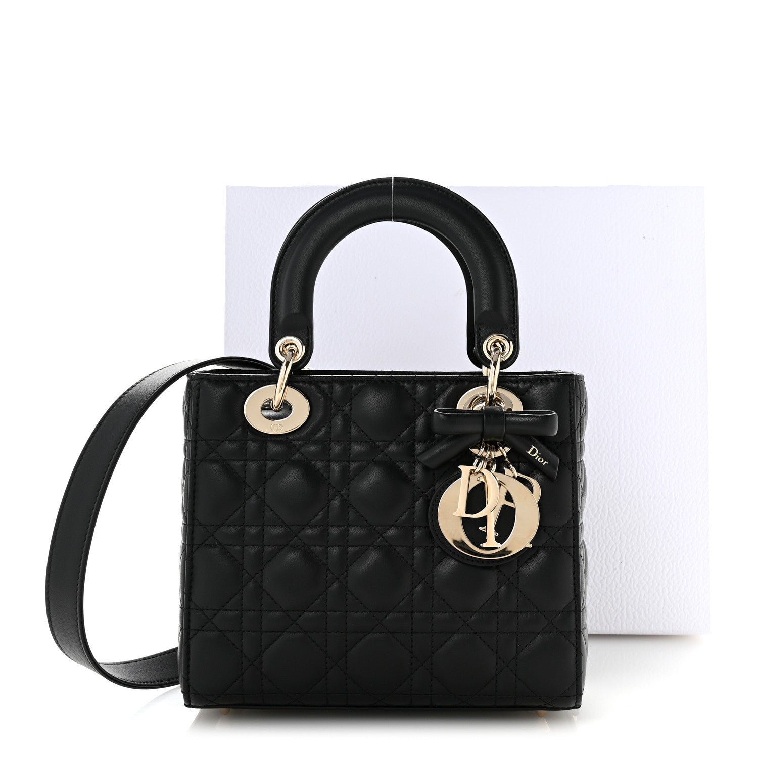 CBA11-6 クリスチャンディオール LADY DIOR カナージュ Christian Dior Lambskin Cannage Small Lady Dior Black 1913589