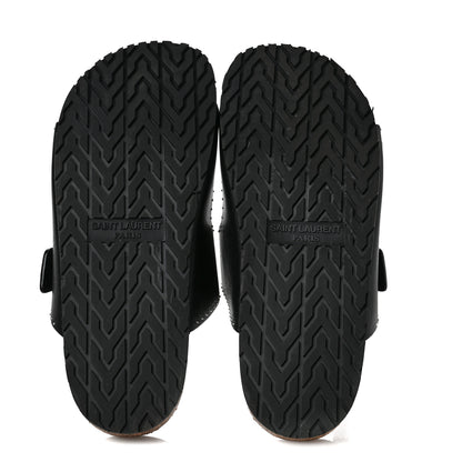 Saint Laurent Calfskin Studded Jimmy Cross Slides 39.5 Black 5 of 8