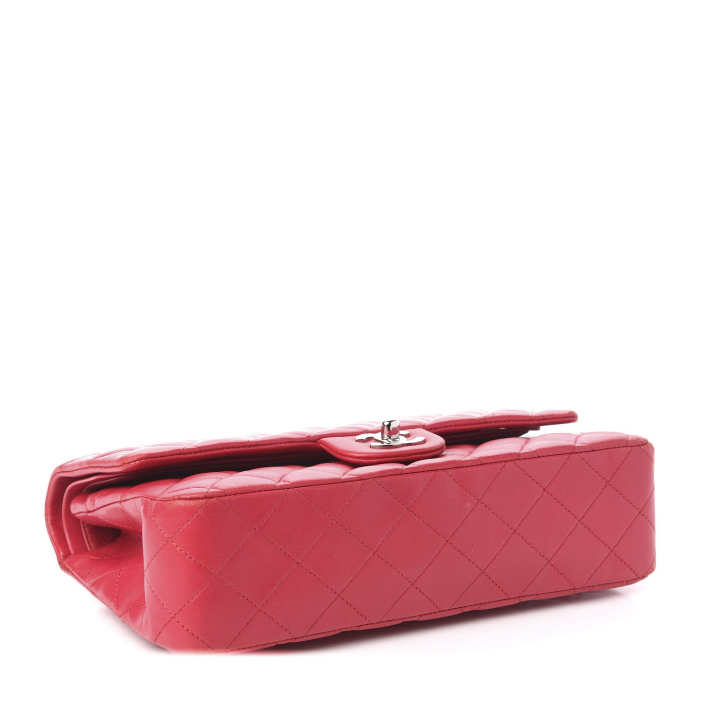 Lambskin Quilted Medium Double Flap Red