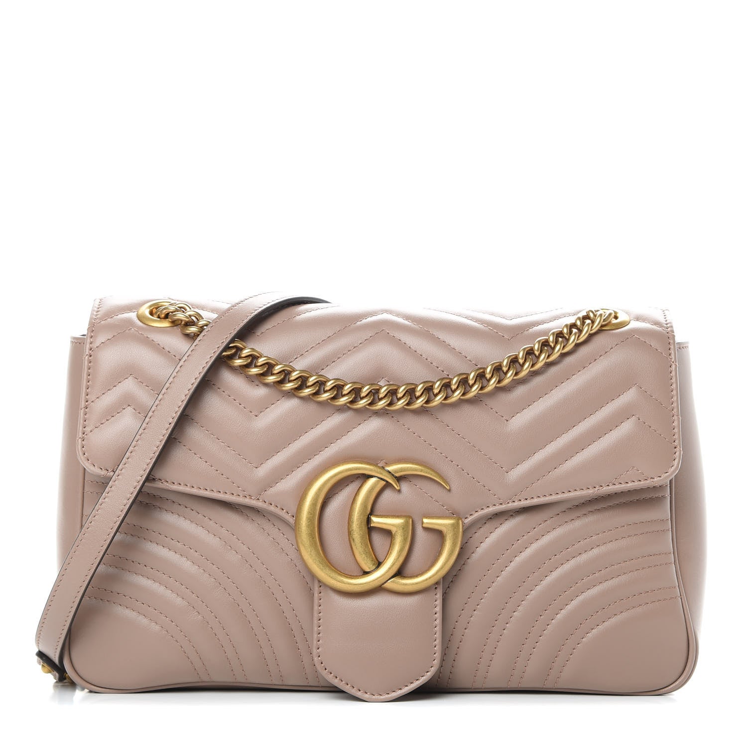 Gucci Calfskin Matelasse Medium GG Marmont Shoulder Bag Porcelain Rose 1 of 10