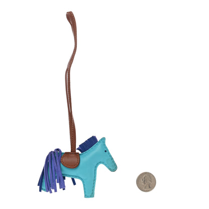 Hermes Milo Lambskin Grigri Rodeo Horse Bag Charm PM Bleu Azteque Bleu Electrique Fauve 2 of 6