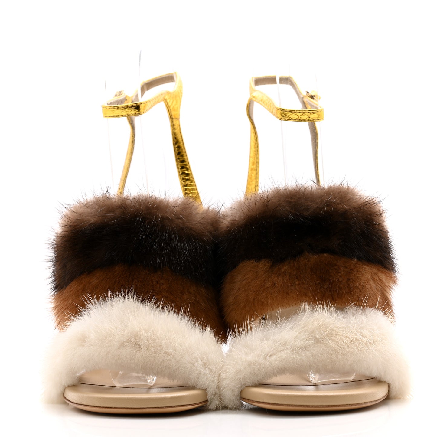 Mink Ayers Lucite Fendi First 95mm Sandals 36 Natural Brown