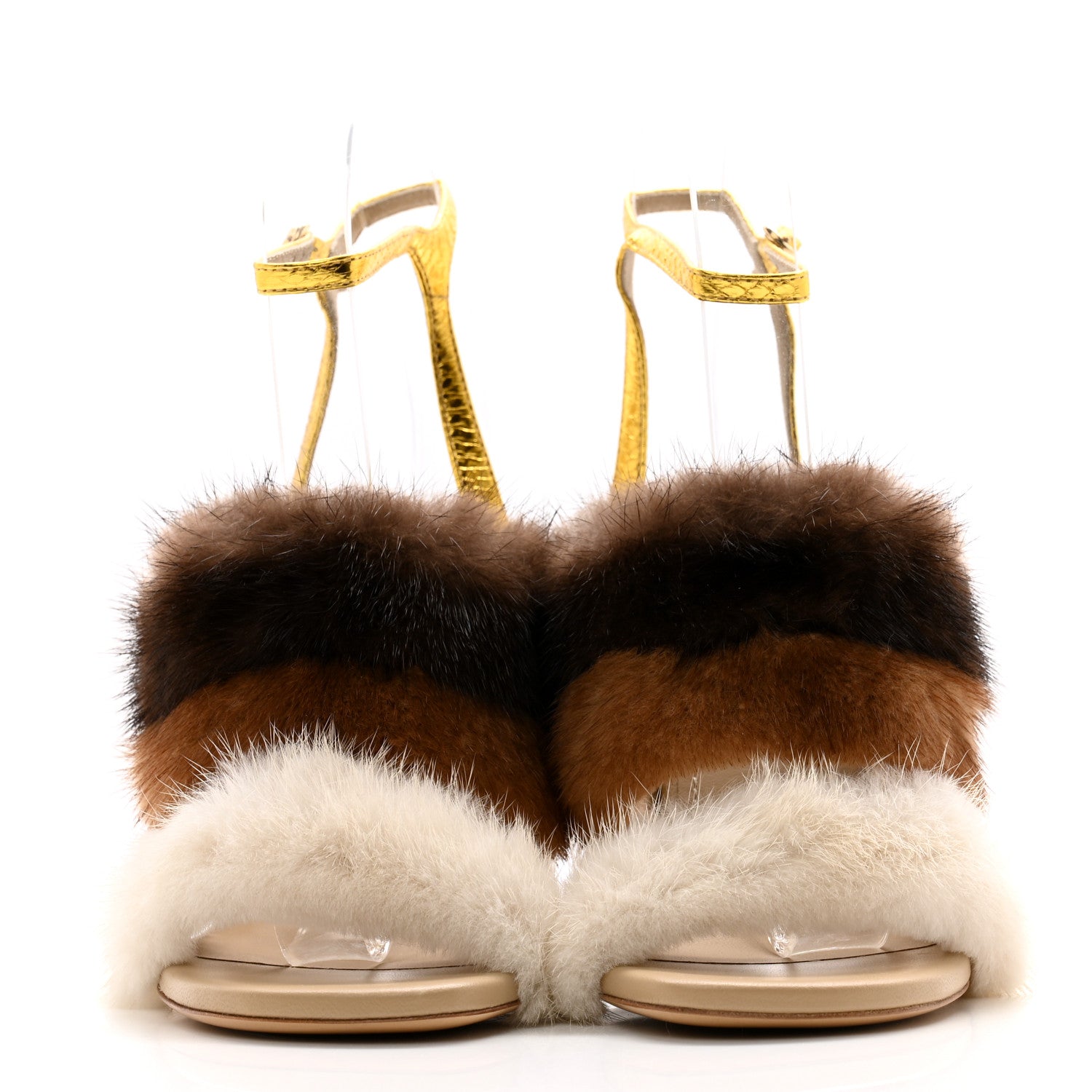 Fendi Mink Ayers Lucite Fendi First 95mm Sandals 36 Natural Brown 2 of 8