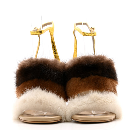 Fendi Mink Ayers Lucite Fendi First 95mm Sandals 36 Natural Brown 2 of 8