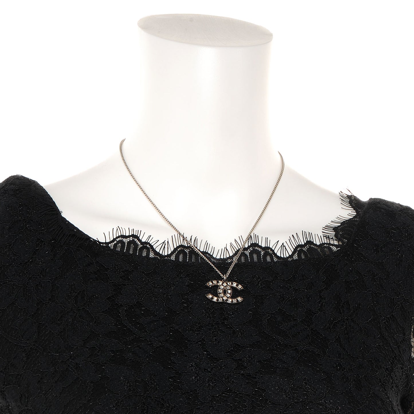 Baguette Crystal CC Necklace Silver