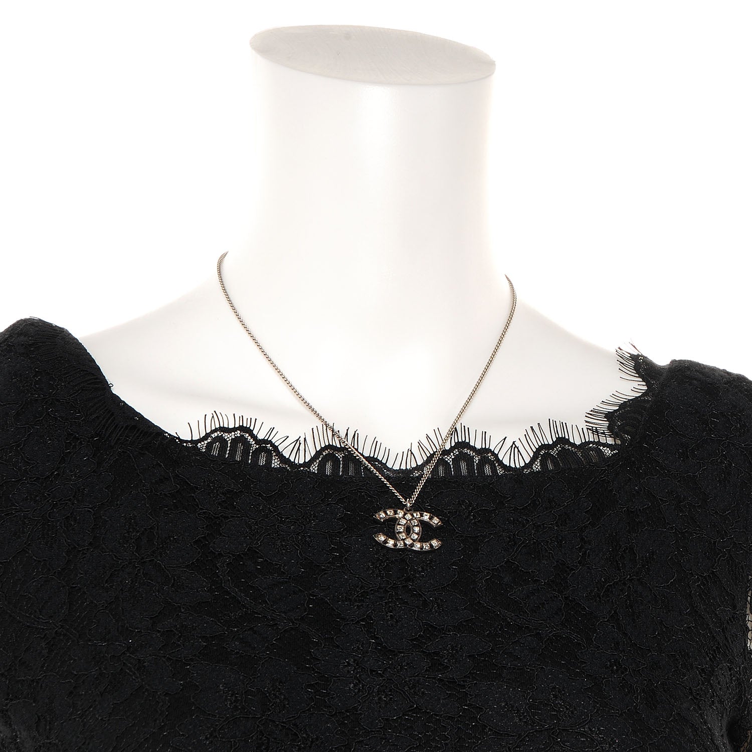 Chanel Baguette Crystal CC Necklace Silver 2 of 6