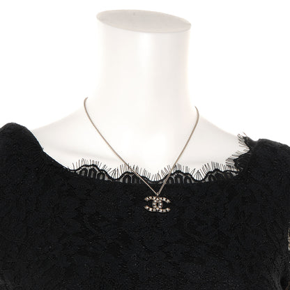Chanel Baguette Crystal CC Necklace Silver 2 of 6