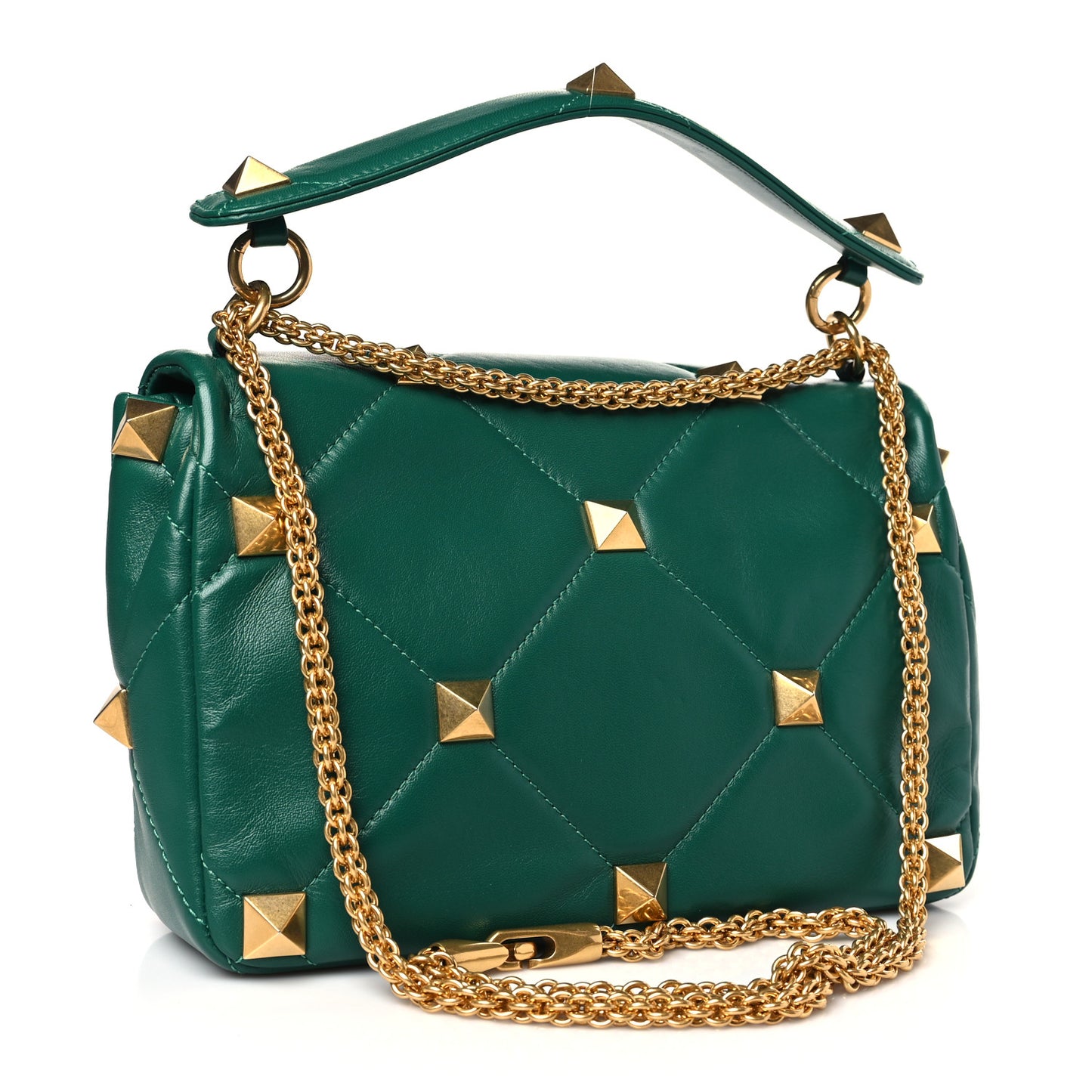 Nappa Large Roman Stud Shoulder Bag Jungle