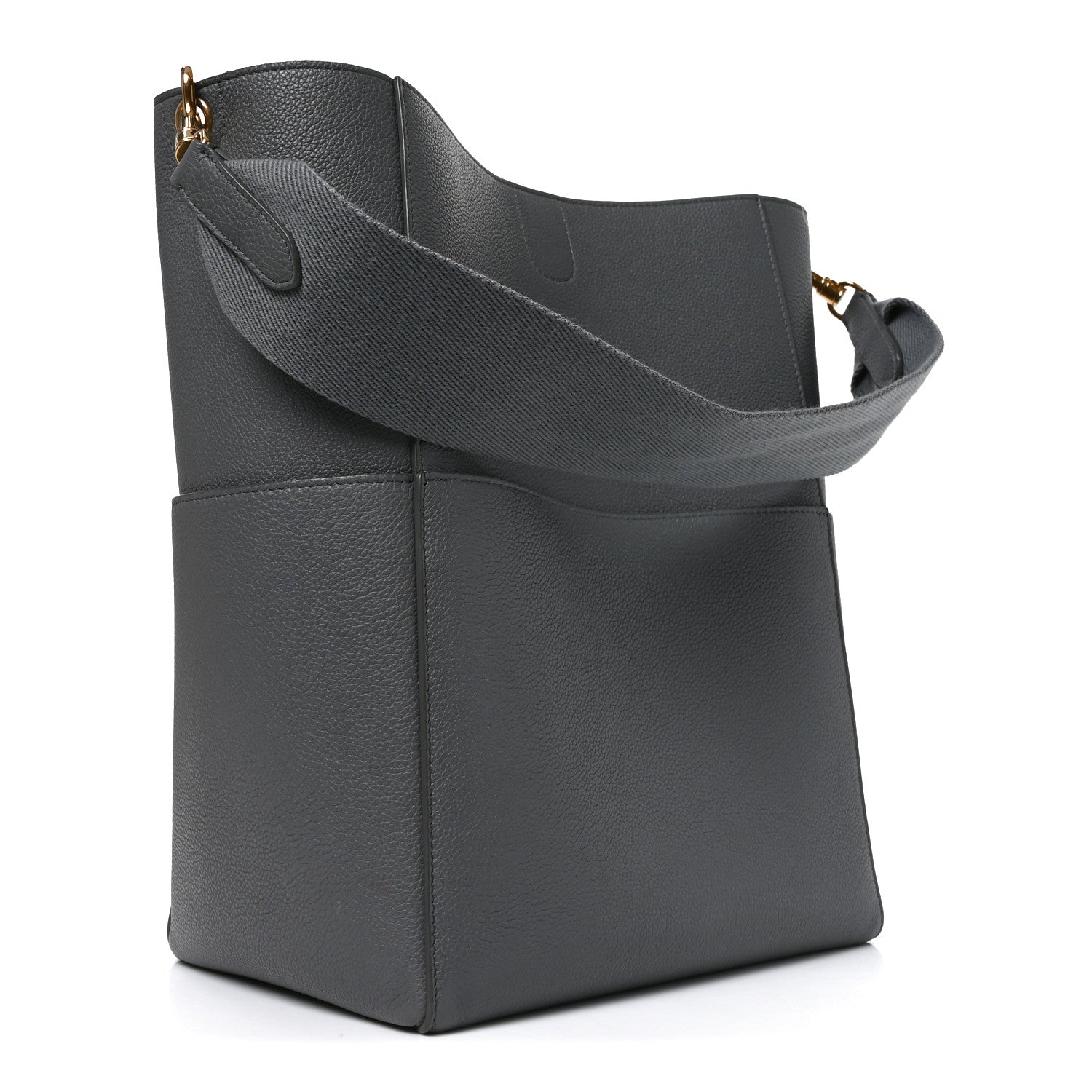 Celine Soft Grained Calfskin Sangle Bucket Bag Grey 3 of 9