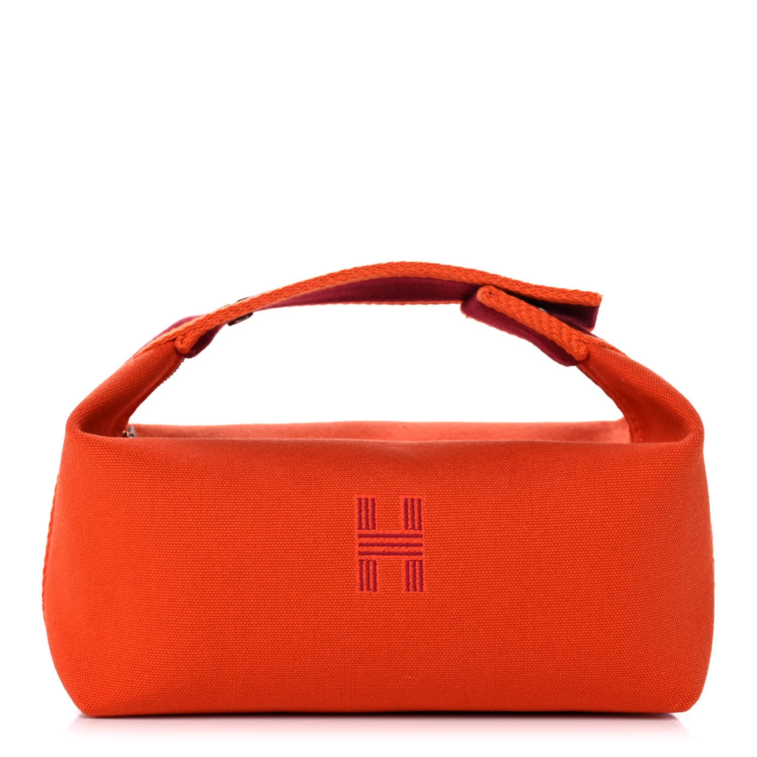 Hermes Canvas Small Bride-A-Brac Pouch Orange Burgundy 1 of 12