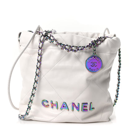 Chanel Shiny Calfskin Quilted Rainbow Mini Chanel 22 White 1 of 10