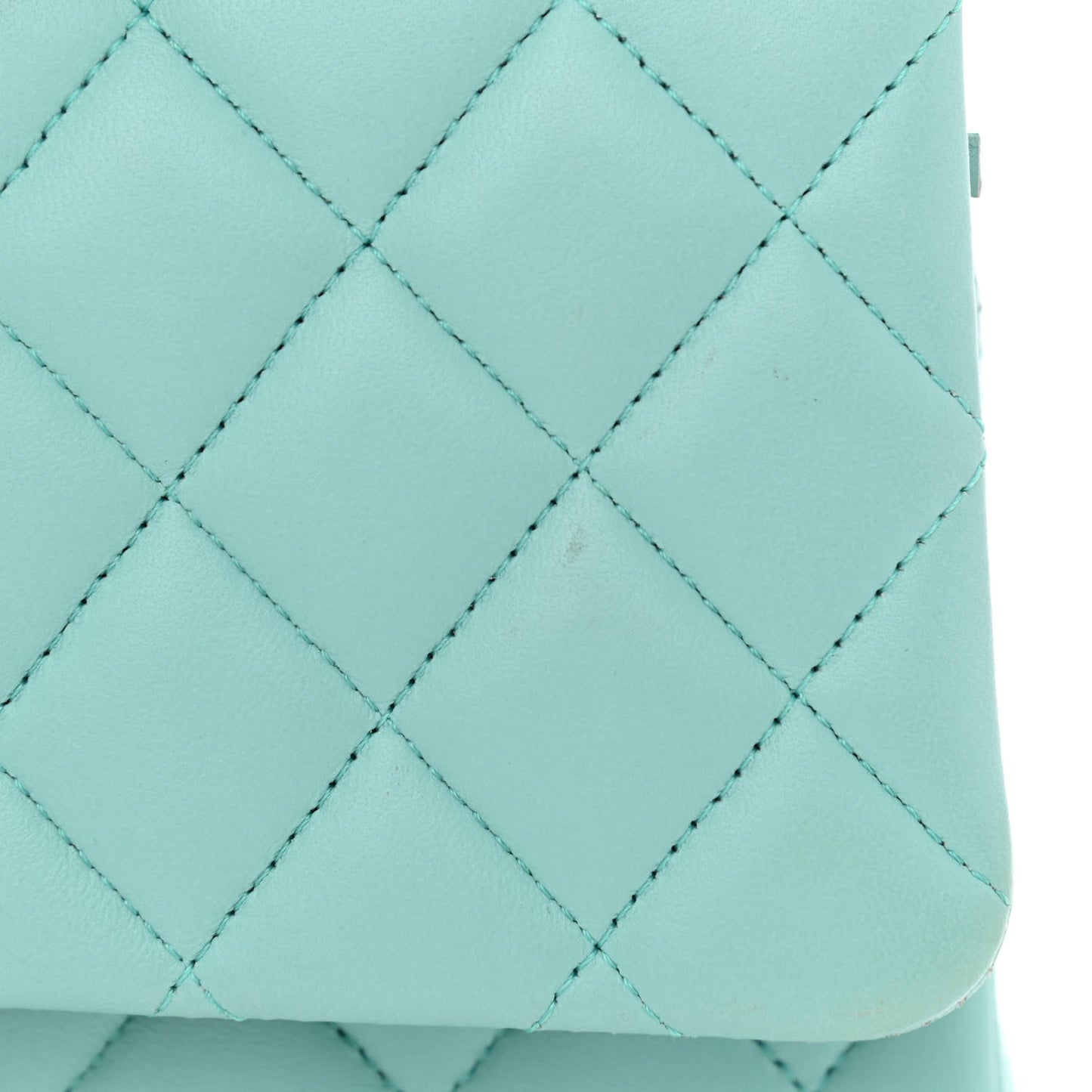 Lambskin Quilted Medium Double Flap Light Blue