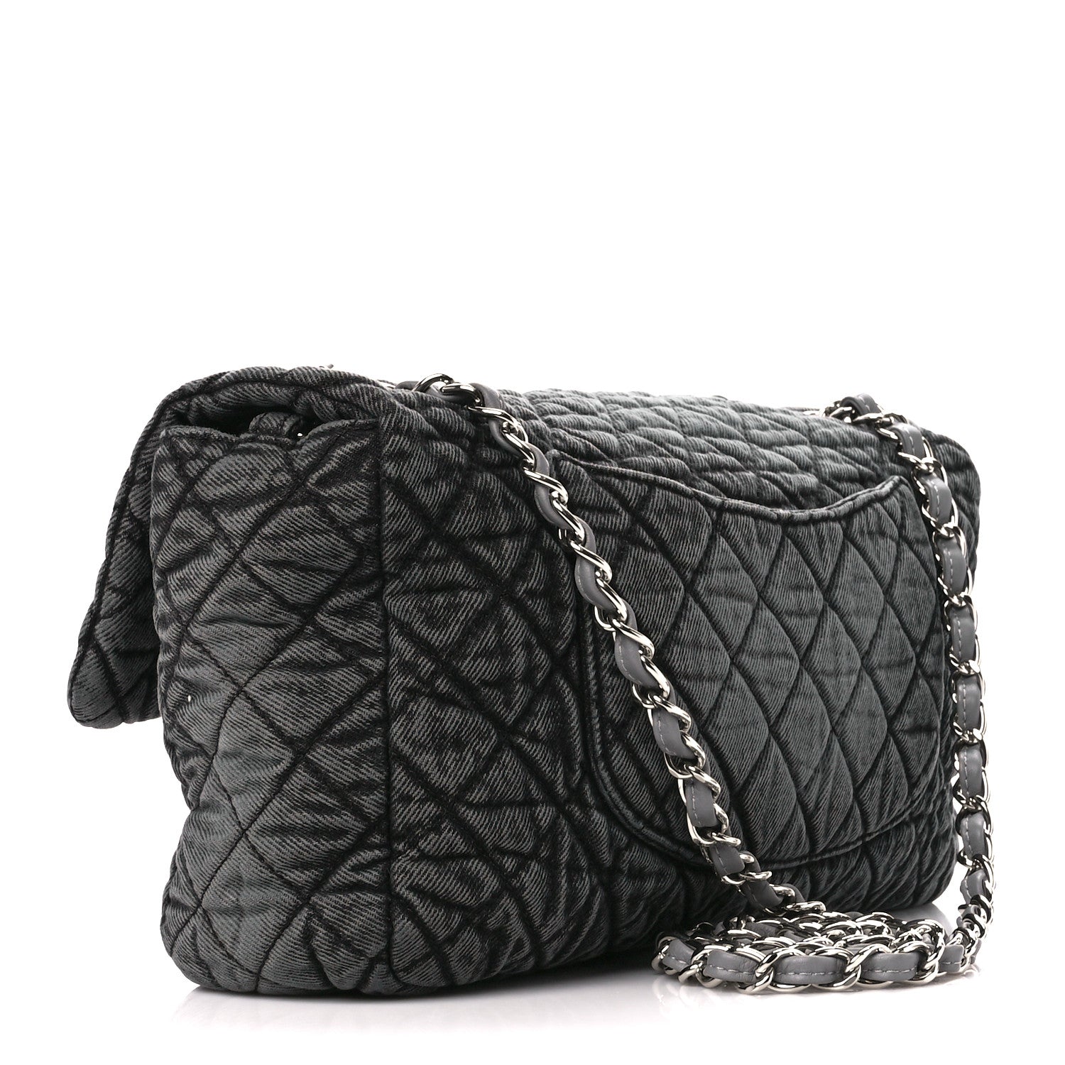 Chanel Denim Quilted Denimpression Flap Grey Black 3 of 11