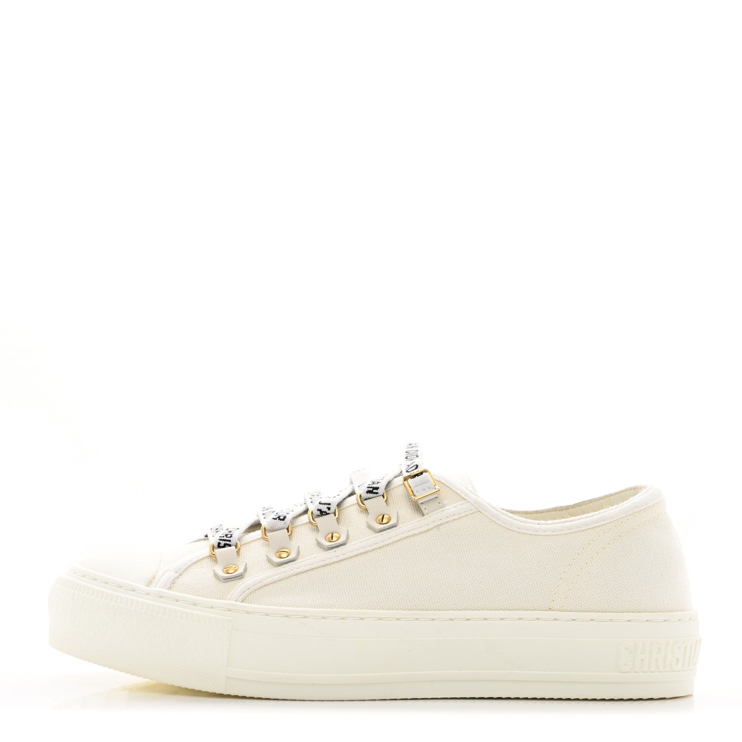 Christian Dior Canvas Dot Walk'N'Dior Low Top Sneakers 38.5 Milk 1 of 8