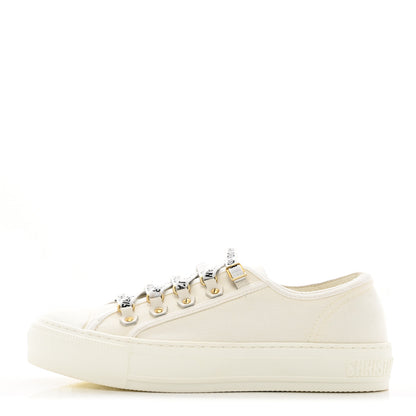 Christian Dior Canvas Dot Walk'N'Dior Low Top Sneakers 38.5 Milk 1 of 8