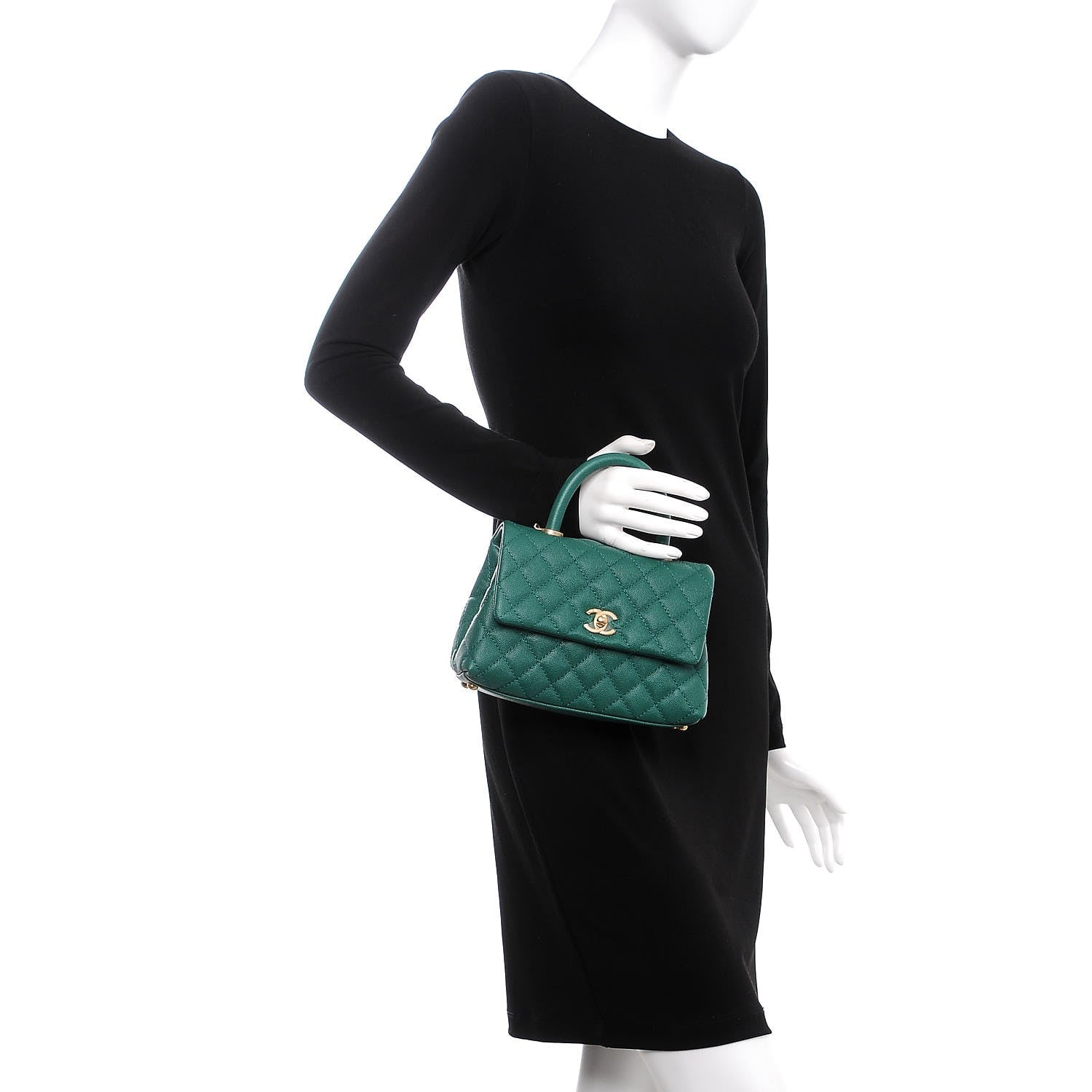 Chanel Caviar Quilted Mini Coco Handle Flap Green 2 of 11