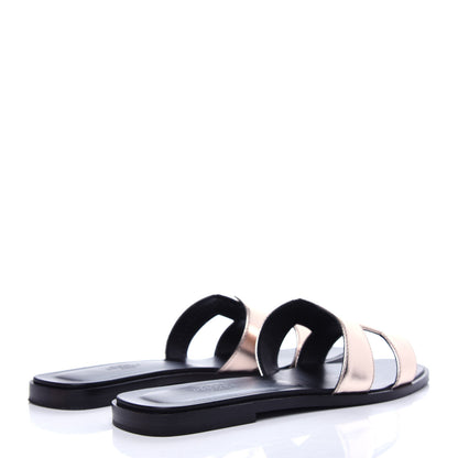 Hermes Metallic Nappa Oran Sandals 39 Rose Dore 4 of 11