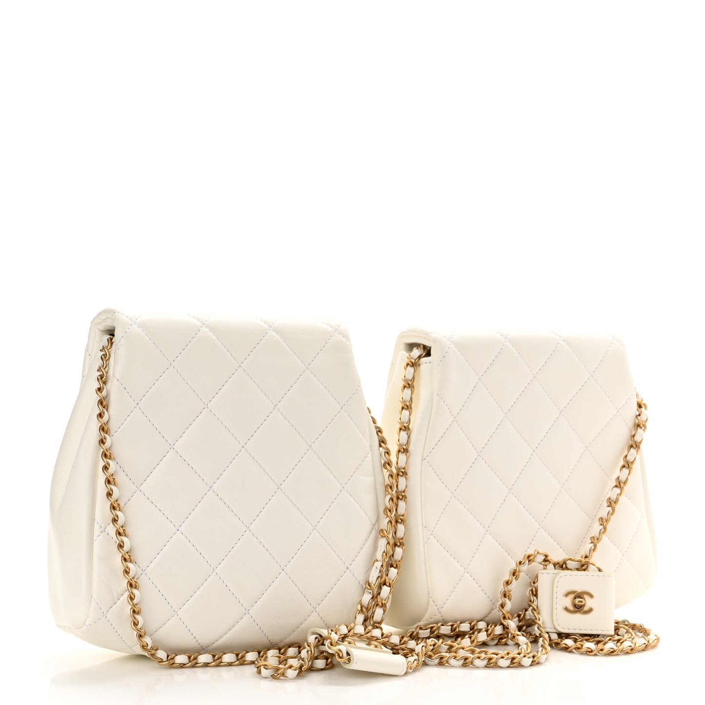 Lambskin Quilted Side-Packs White