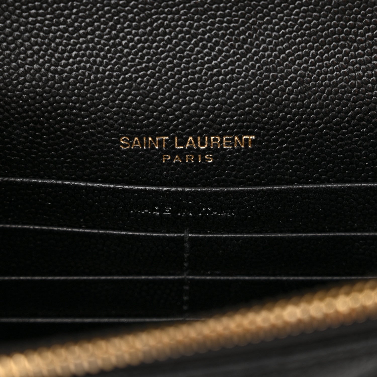 Saint Laurent Grain De Poudre Matelasse Chevron Monogram Envelope Chain Wallet Black 5 of 10