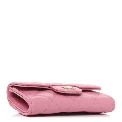 Chanel Lambskin Quilted Flap Card Holder Wallet Pink 4 of 9