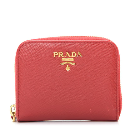 Prada Saffiano Metal Zip Coin Purse Fuoco 1 of 12