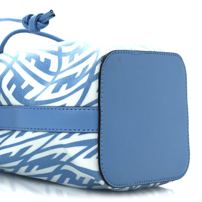 Fendi X SARAH COLEMAN Glazed Canvas Vitello King F is Fendi FF Vertigo Mini Mon Tresor Bucket Bag Cyber Blue White 9 of 11
