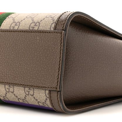 Gucci GG Supreme Monogram Equestrian Web Small Ophidia Tote Bag Beige Multicolor New Acero 9 of 15